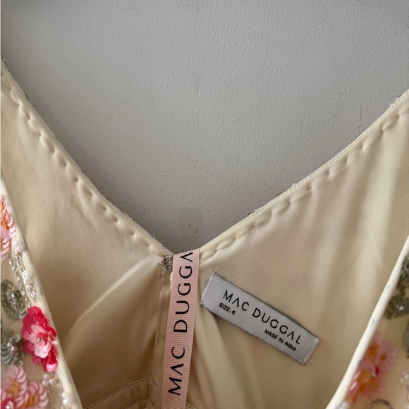 MAC DUGGAL NWT White V Neck Sleeveless Midi Floral Beaded A Line Dress 4 - Picture 9 of 12